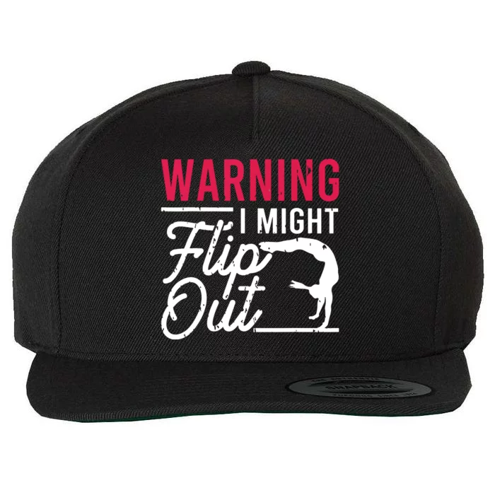 Warning I Might Flip Out Funny Gymnast Gymnastics Pun Outfit Wool Snapback Cap