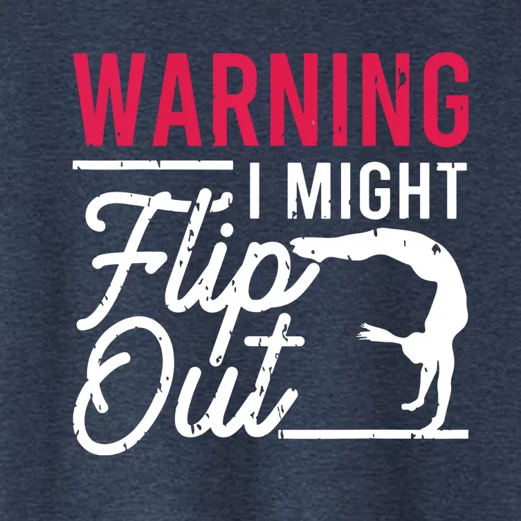 Warning I Might Flip Out Funny Gymnast Gymnastics Pun Outfit Women's Crop Top Tee