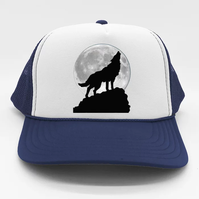 Wolf In Moon Light Cool Full Dog Pup Howling Tee Trucker Hat