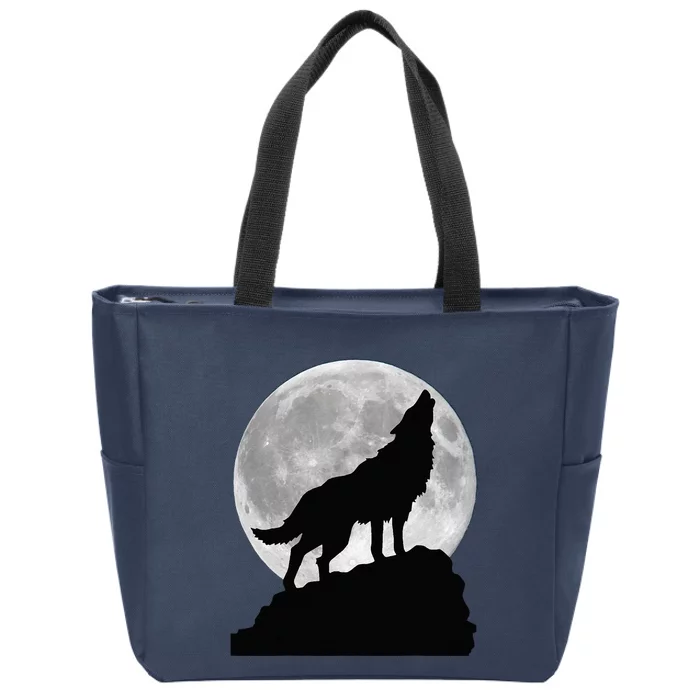 Wolf In Moon Light Cool Full Dog Pup Howling Tee Zip Tote Bag