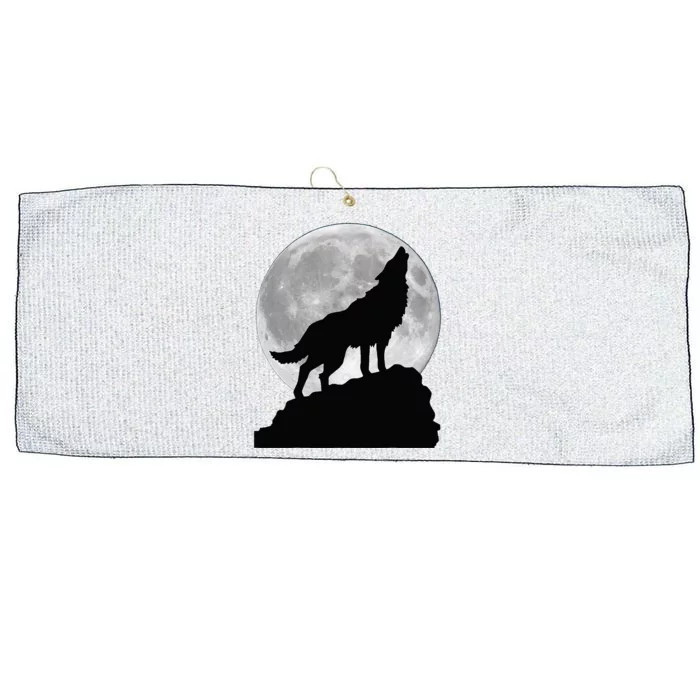 Wolf In Moon Light Cool Full Dog Pup Howling Tee Large Microfiber Waffle Golf Towel