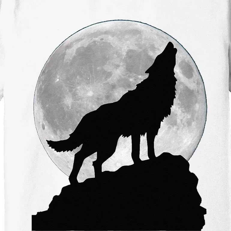 Wolf In Moon Light Cool Full Dog Pup Howling Tee Premium T-Shirt