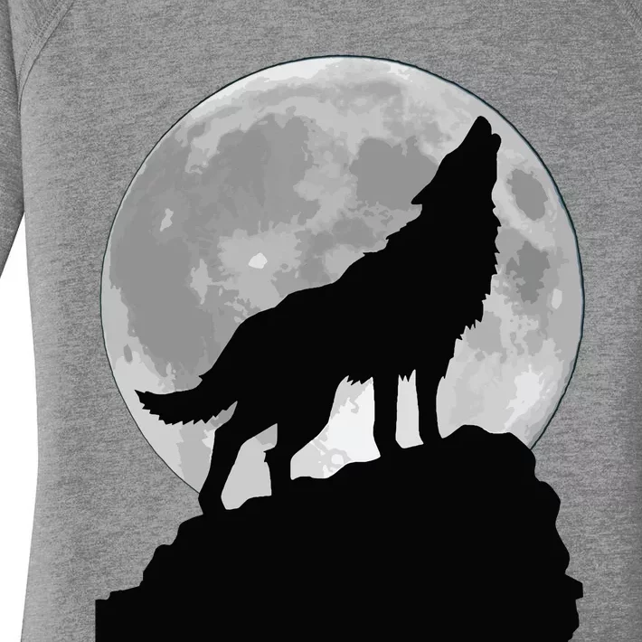 Wolf In Moon Light T Cool Full Dog Pup Howling Women's Perfect Tri Tunic Long Sleeve Shirt