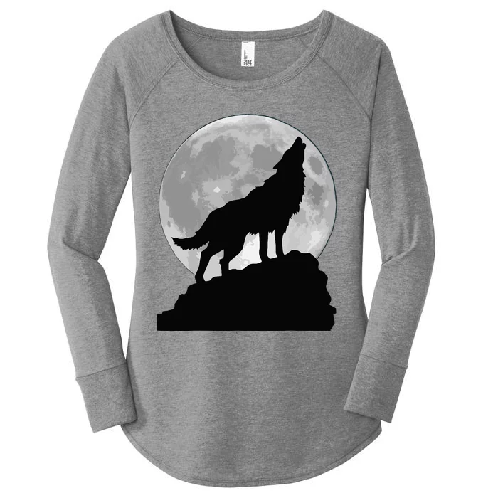 Wolf In Moon Light T Cool Full Dog Pup Howling Women's Perfect Tri Tunic Long Sleeve Shirt