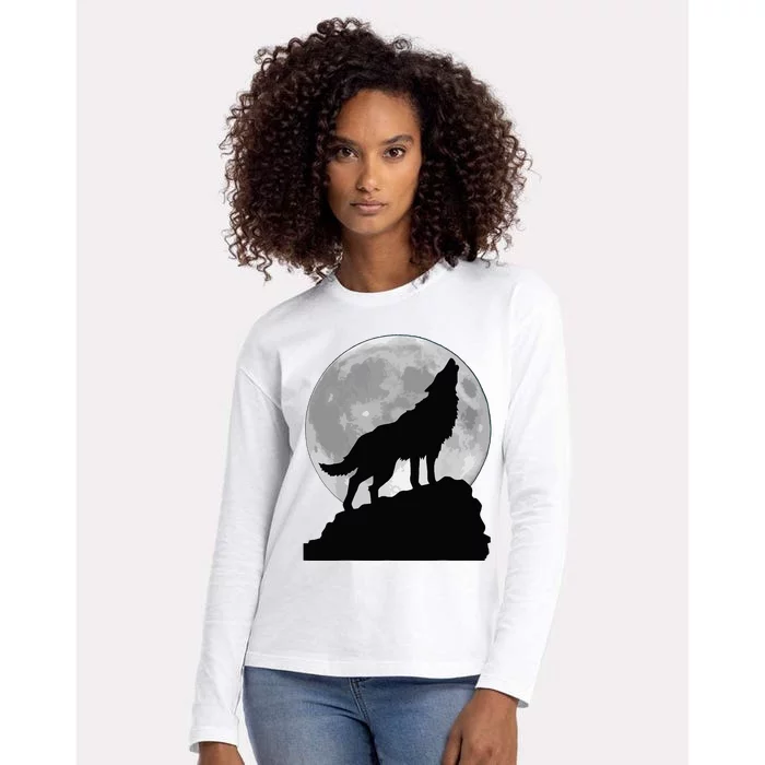 Wolf In Moon Light T Cool Full Dog Pup Howling Womens Cotton Relaxed Long Sleeve T-Shirt