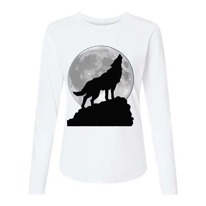 Wolf In Moon Light T Cool Full Dog Pup Howling Womens Cotton Relaxed Long Sleeve T-Shirt