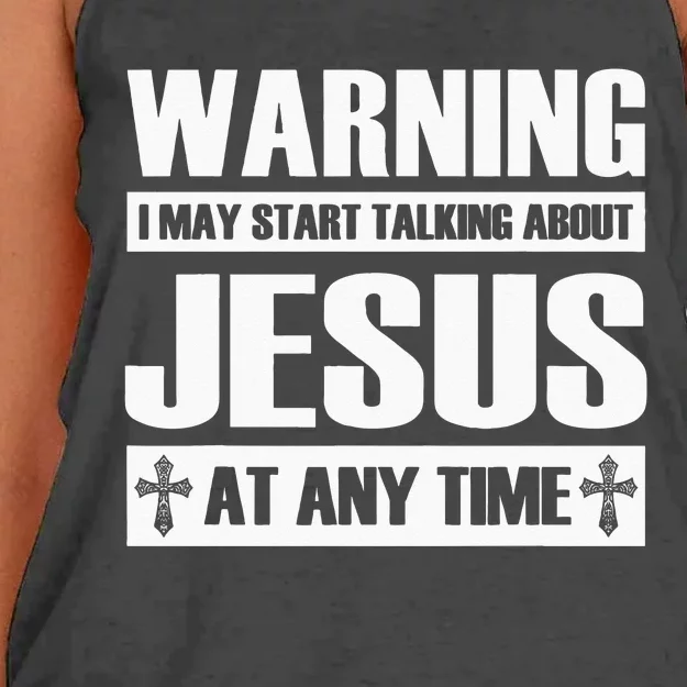 Warning I May Start Talking About Jesus Women's Knotted Racerback Tank