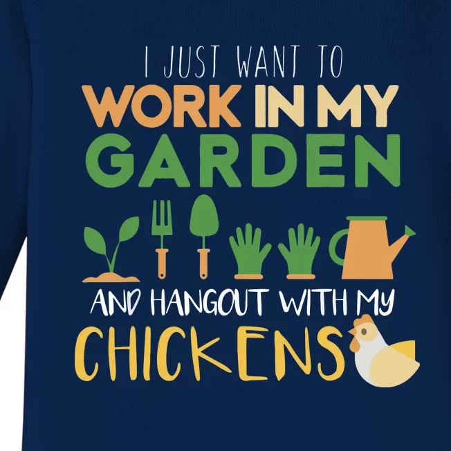 Work In My Garden Hangout With My Chickens Gardening Baby Long Sleeve Bodysuit