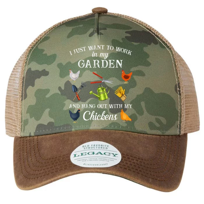 Work In My Garden Hangout With My Chickens Funny Gardening Legacy Tie Dye Trucker Hat