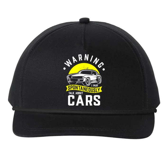 Warning I May Spontaneously Talk About Cars Car Enthusiast Snapback Five-Panel Rope Hat