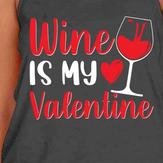 Wine Is My Valentine Wine Funny Wine Valentines Day Gift Women's Knotted Racerback Tank