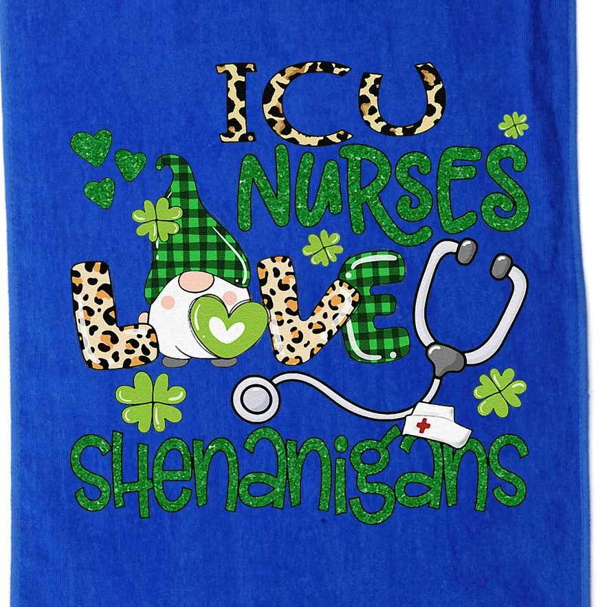 Womens ICU Nurses Love Shenanigans St Patricks Day Gnome Leopard Platinum Collection Golf Towel