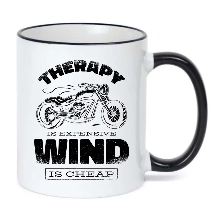 Wind Is Cheap Therapy Is Expensive Motorcycle Black Color Changing Mug