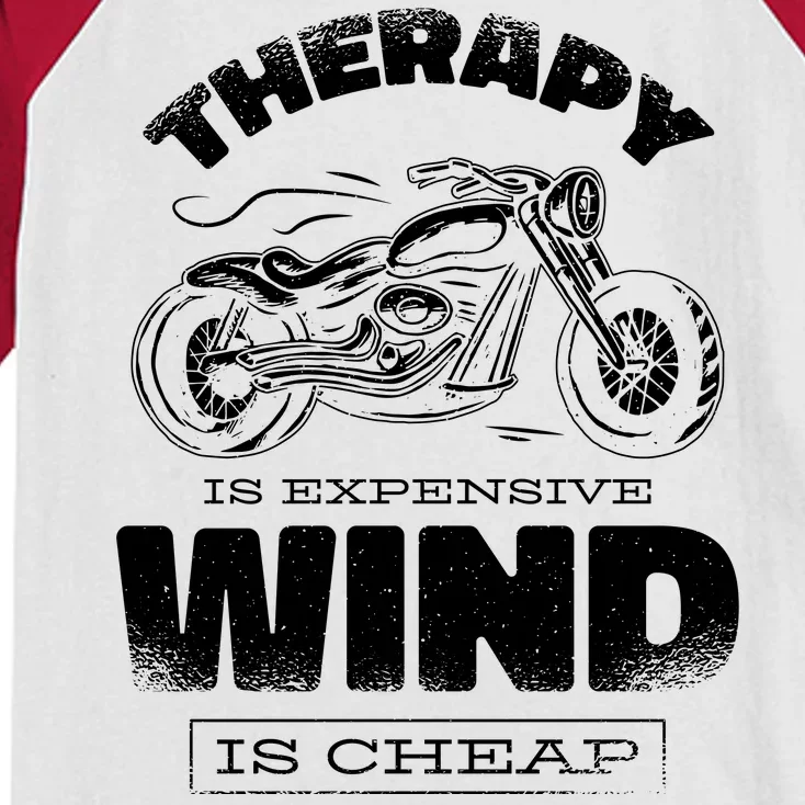 Wind Is Cheap Therapy Is Expensive Motorcycle Kids Colorblock Raglan Jersey