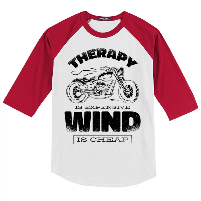 Wind Is Cheap Therapy Is Expensive Motorcycle Kids Colorblock Raglan Jersey