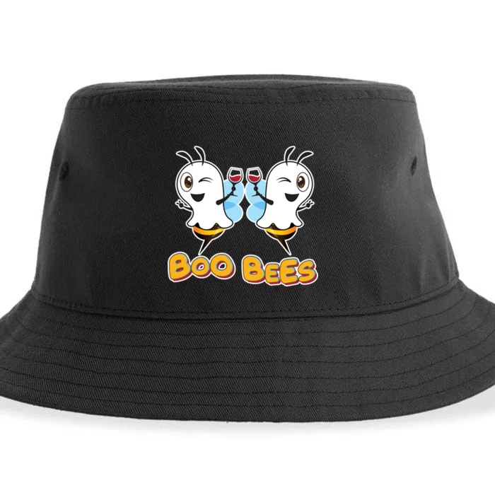 Wine Boo Bees Funny Ghost Sustainable Bucket Hat