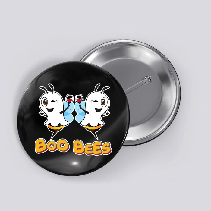 Wine Boo Bees Funny Ghost Button