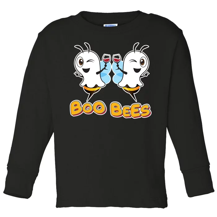 Wine Boo Bees Funny Ghost Toddler Long Sleeve Shirt