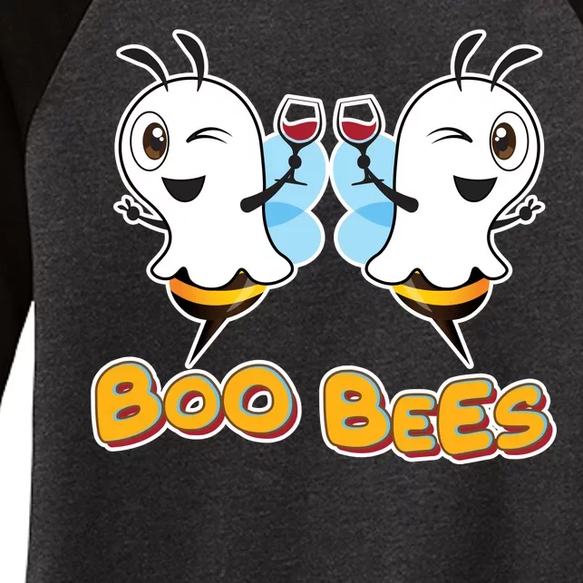 Wine Boo Bees Funny Ghost Women's Tri-Blend 3/4-Sleeve Raglan Shirt