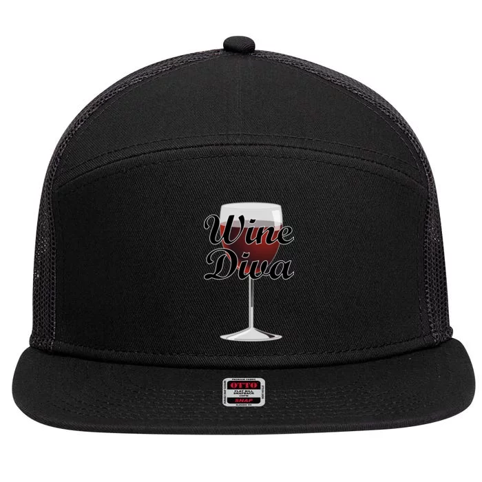 Wine Diva 7 Panel Mesh Trucker Snapback Hat