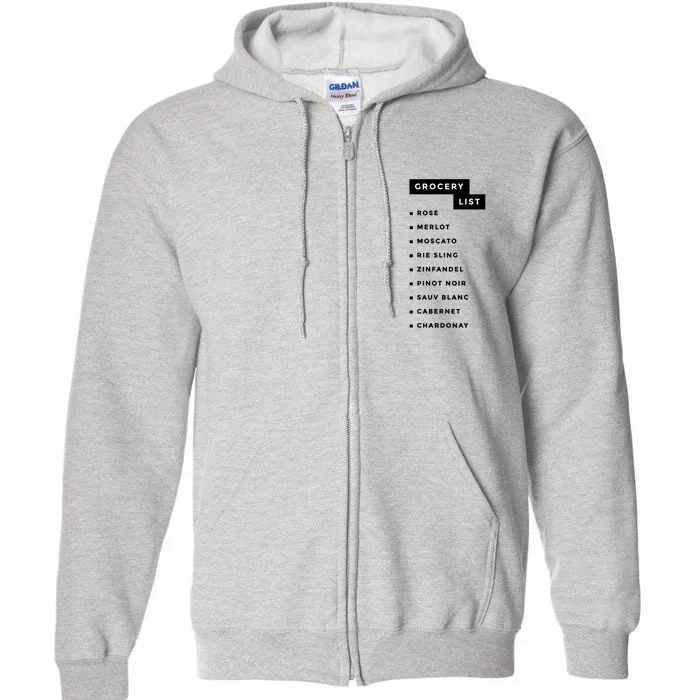 Wine Grocery List Full Zip Hoodie