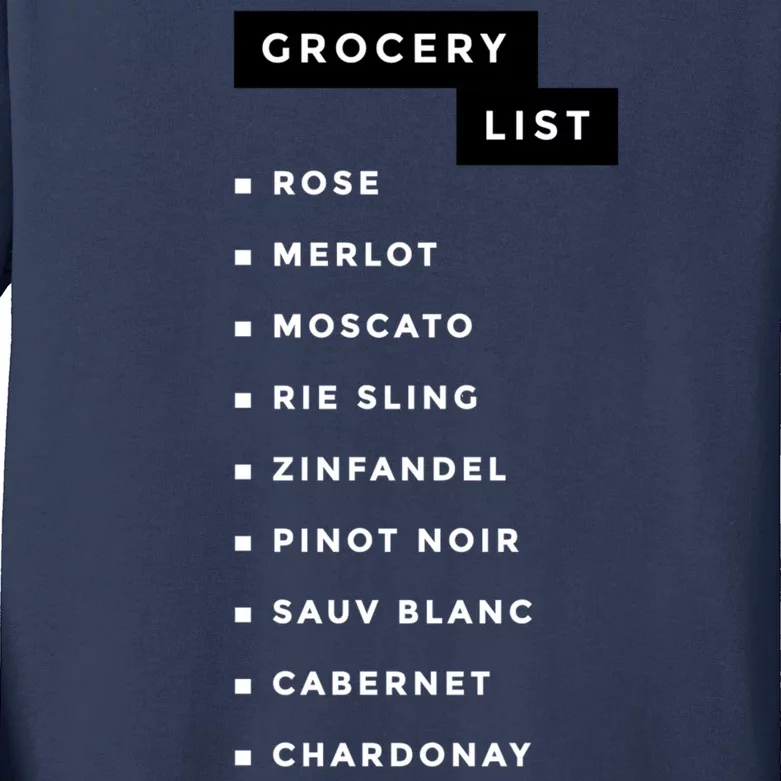 Wine Grocery List Kids Long Sleeve Shirt