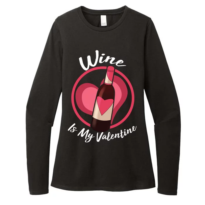 Wine is My Valentine Funny Valentine's Day Womens CVC Long Sleeve Shirt