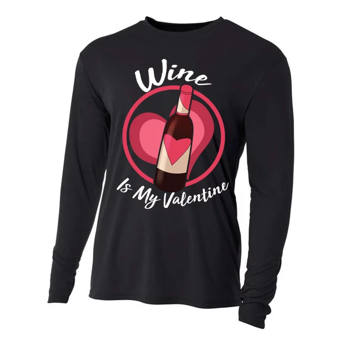 Wine is My Valentine Funny Valentine's Day Cooling Performance Long Sleeve Crew