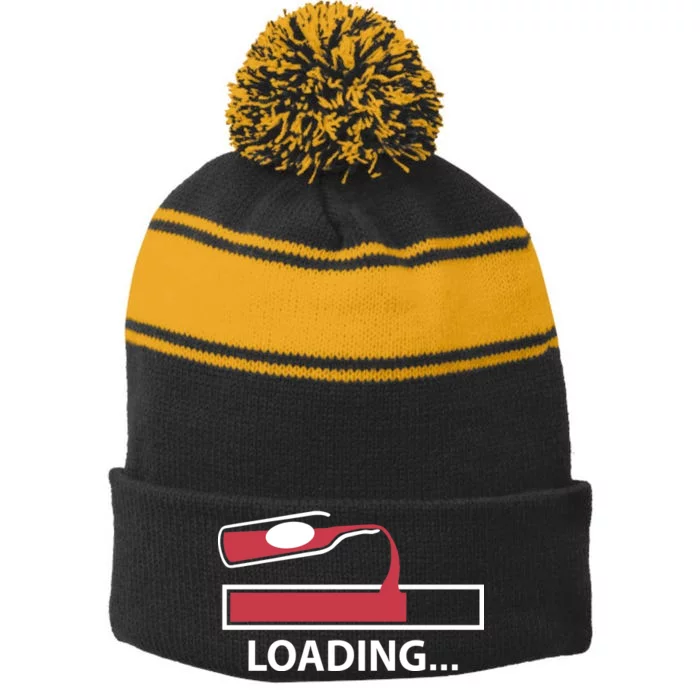 Wine Loading Stripe Pom Pom Beanie