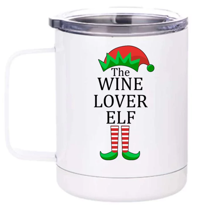 Wine Lover Elf Family Matching Christmas Front & Back 12oz Stainless Steel Tumbler Cup