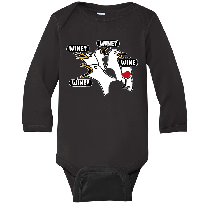 Wine Seagulls Baby Long Sleeve Bodysuit