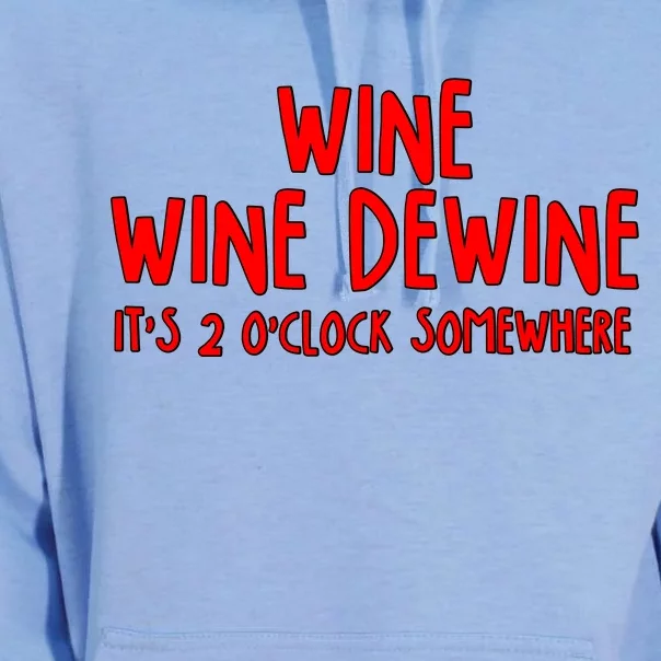 Wine Wine Dewine It's 2 O'Clock Somewhere Unisex Surf Hoodie