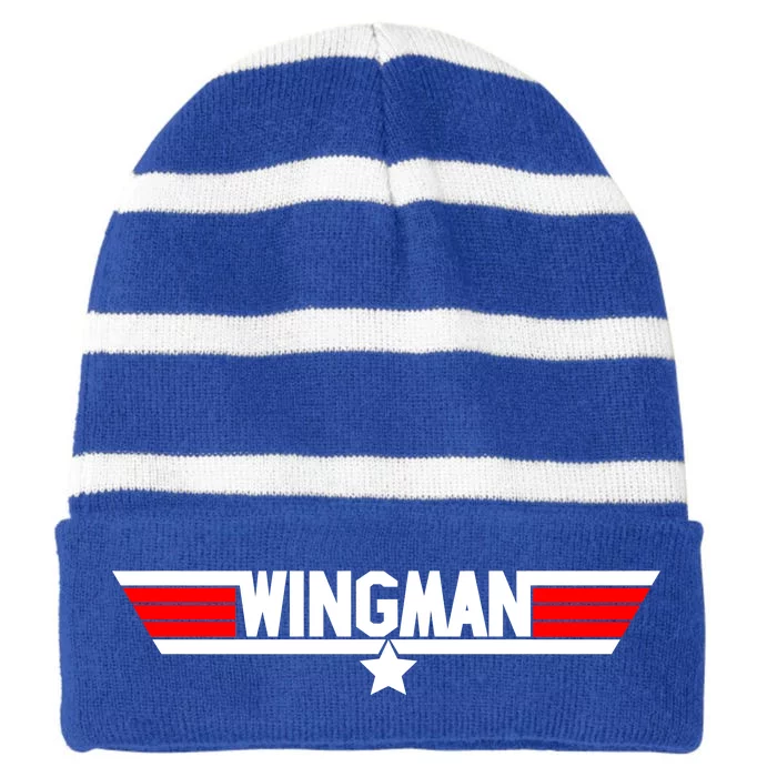 Wingman Logo Striped Beanie with Solid Band