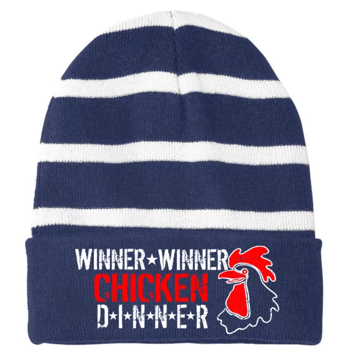 Winner Winner Chicken Dinner Striped Beanie with Solid Band