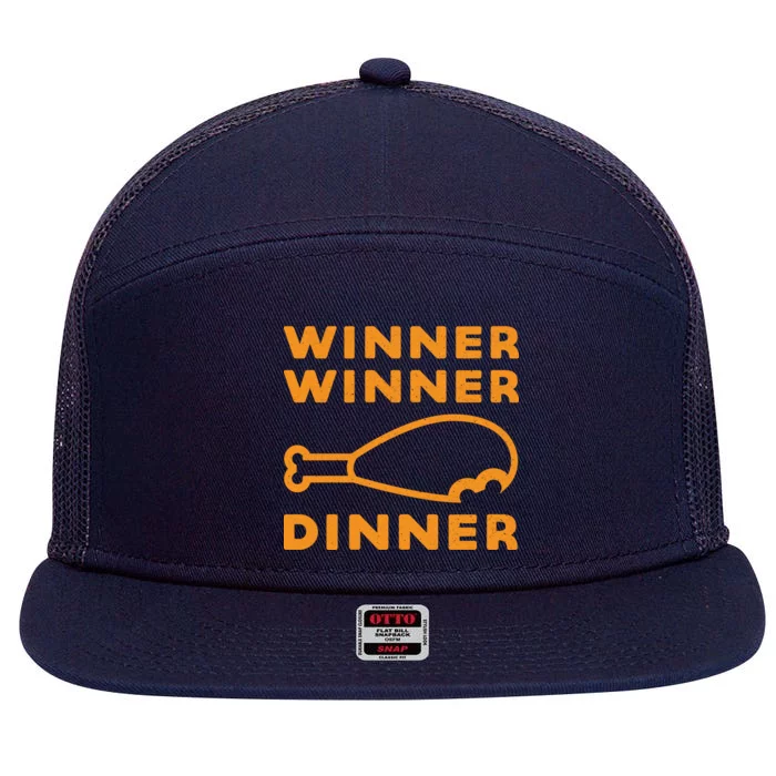 Winner Winner Chicken Dinner Funny Gaming 7 Panel Mesh Trucker Snapback Hat