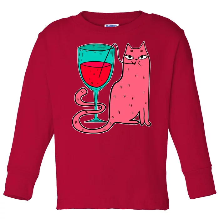 Wino Kitty Toddler Long Sleeve Shirt