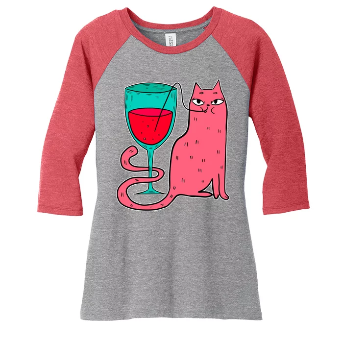 Wino Kitty Women's Tri-Blend 3/4-Sleeve Raglan Shirt