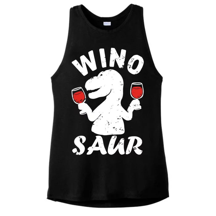 Wino Saur Funny Wine Ladies Tri-Blend Wicking Tank