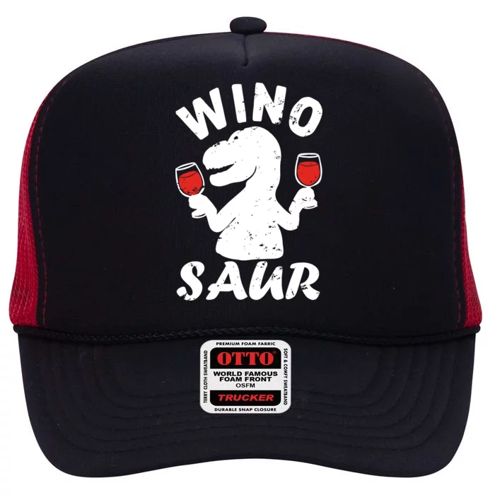 Wino Saur Funny Wine High Crown Mesh Trucker Hat