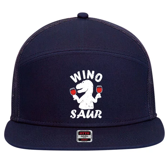 Wino Saur Funny Wine 7 Panel Mesh Trucker Snapback Hat