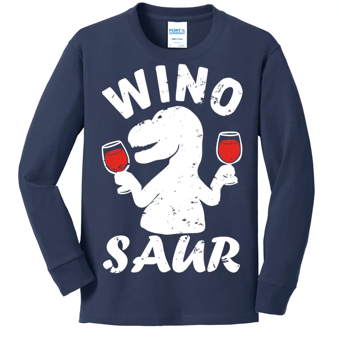 Wino Saur Funny Wine Kids Long Sleeve Shirt