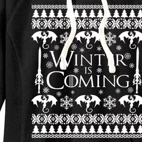 Winter is Coming Ugly Christmas Sweater Design Women's Fleece Hoodie