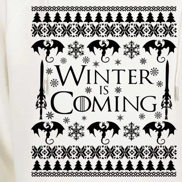 Winter is Coming Ugly Christmas Sweater Design Womens Funnel Neck Pullover Hood