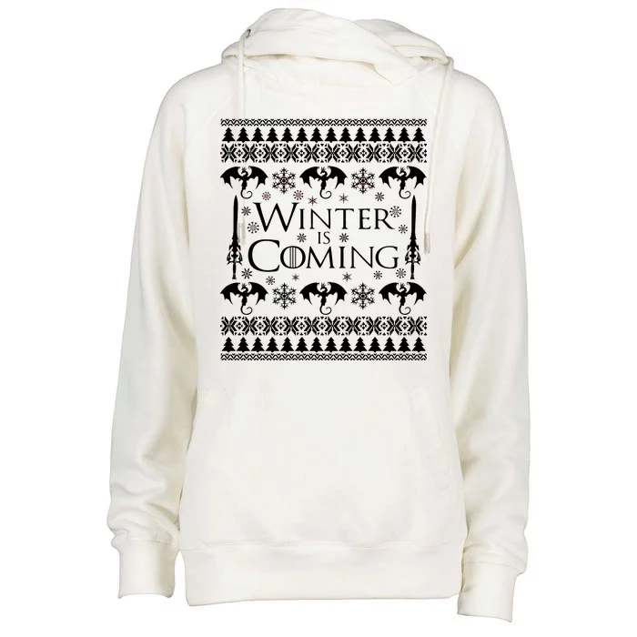 Winter is Coming Ugly Christmas Sweater Design Womens Funnel Neck Pullover Hood