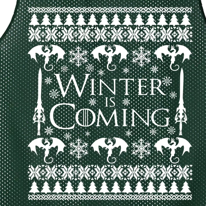 Winter is Coming Ugly Christmas Sweater Design Mesh Reversible Basketball Jersey Tank