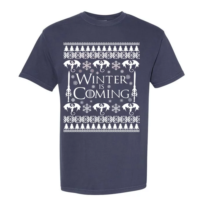 Winter is Coming Ugly Christmas Sweater Design Garment-Dyed Heavyweight T-Shirt