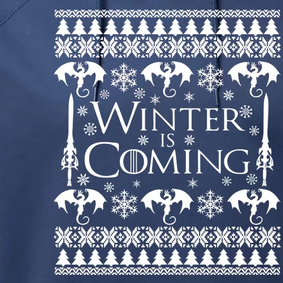 Winter is Coming Ugly Christmas Sweater Design Performance Fleece Hoodie