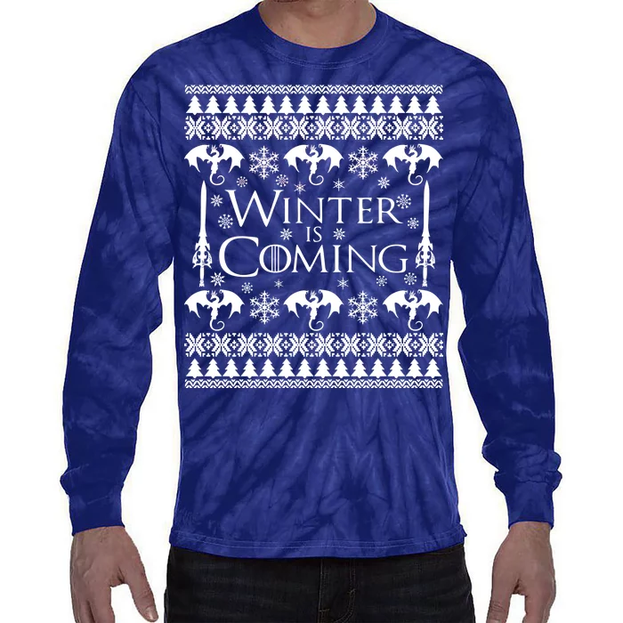 Winter is Coming Ugly Christmas Sweater Design Tie-Dye Long Sleeve Shirt