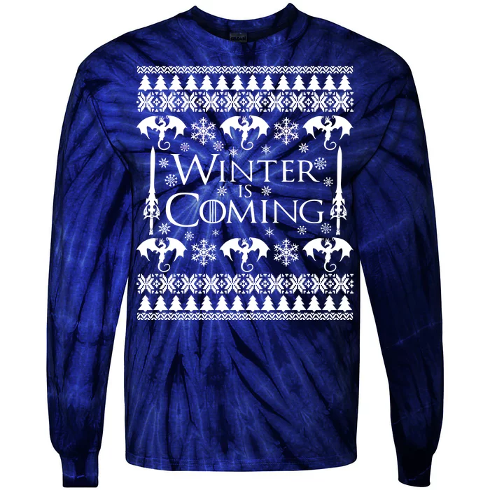 Winter is Coming Ugly Christmas Sweater Design Tie-Dye Long Sleeve Shirt