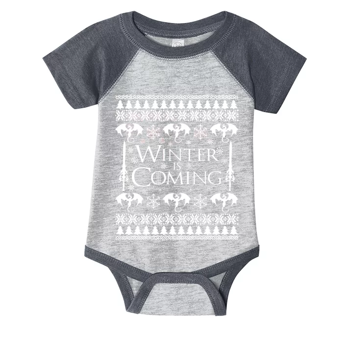 Winter is Coming Ugly Christmas Sweater Design Infant Baby Jersey Bodysuit